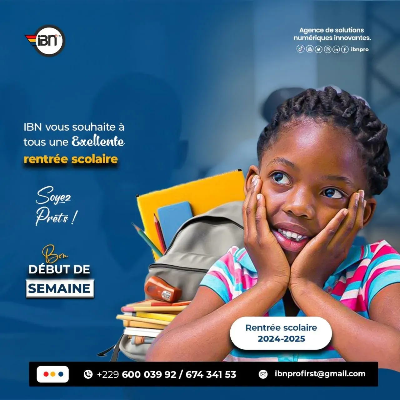 Affiche de rentrée scolaire pour IBN Pro