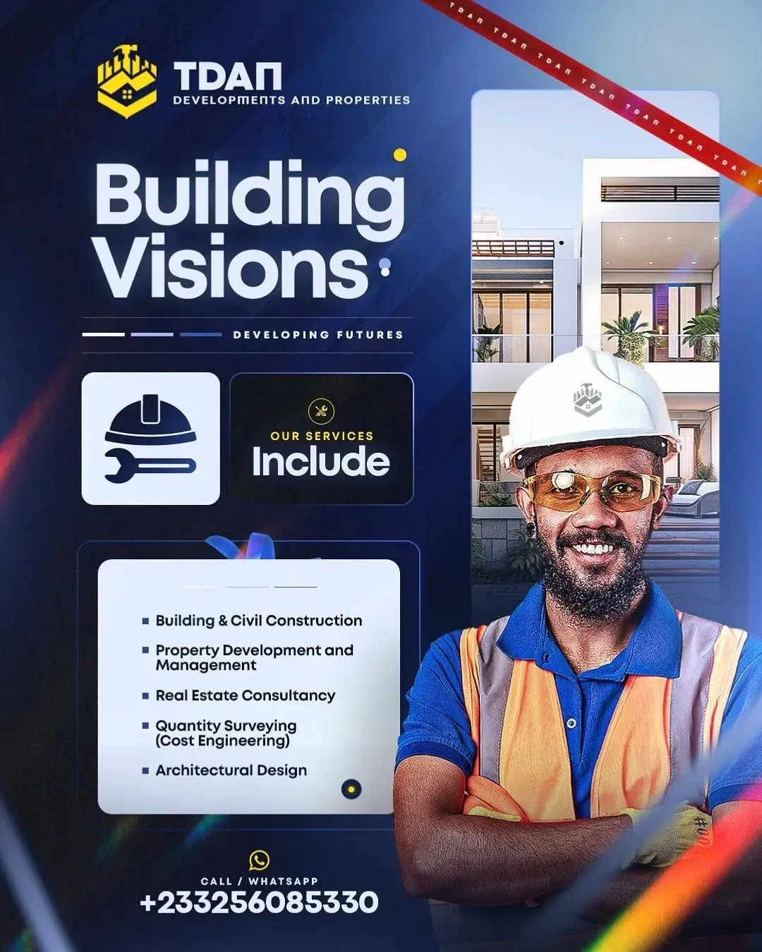 Affiche « Building Visions » pour une entreprise de construction